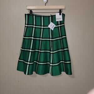 Classic Concepts Los Angeles Green Plaid A-Line Skirt Women’s Size L Preppy